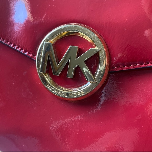 Michael Kors Hudson Red Purse Medium Leather Satchel - Picture 8 of 12